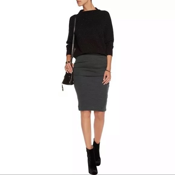 IRO Dassie Gray Pull On Wool Ruched Pencil Skirt - Picture 1 of 8